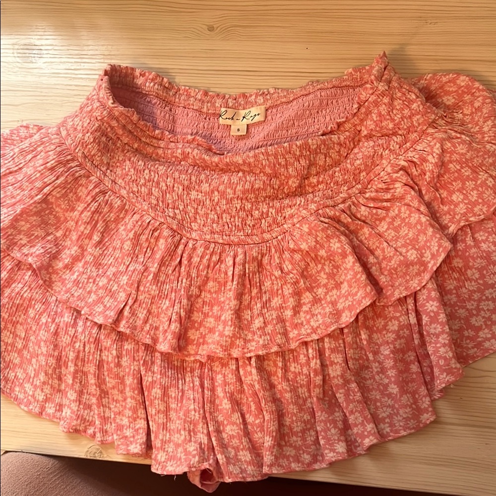 Pink Floral Mini Skirt by Rock n Rags